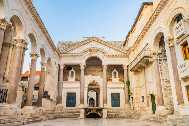 Split, Croatia, Diocletians palace and Peristyle square Split, Croatia, Roman emperor Diocletians palace and Peristyle square palace stock pictures, royalty-free photos & images
