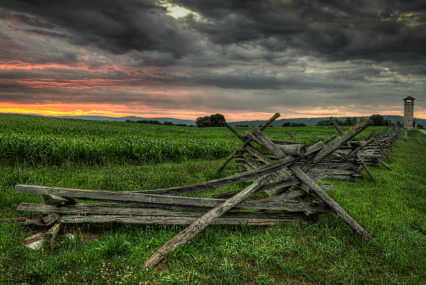 Split-Rail Fence and Observation Tower stock photo