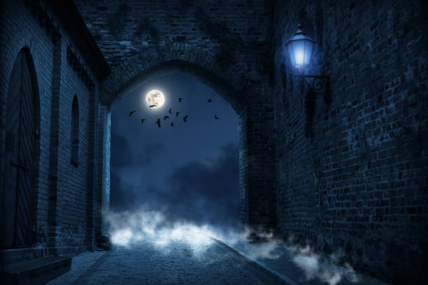 spooky night at the medieval castle spooky night at the medieval castle castle stock pictures, royalty-free photos & images