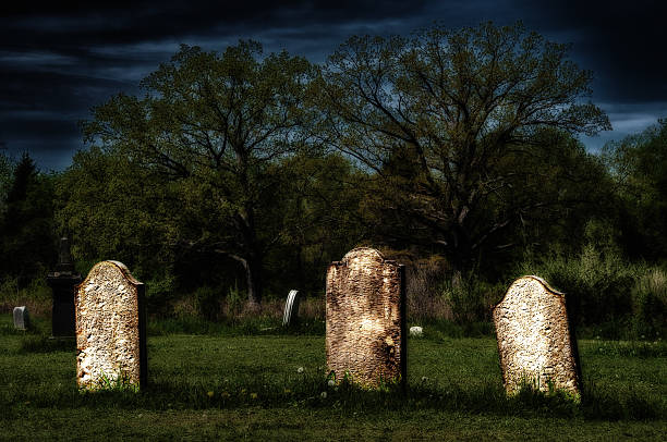 Spooky old graves stock photo