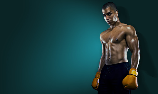 Sport Male Athlete Boxer Punching Stock Photo - Download ...