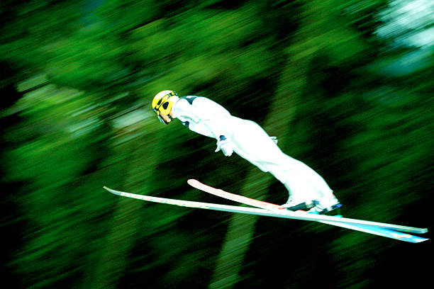 sports, ski jumper - energetic jumping bokeh bildbanksfoton och bilder