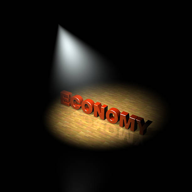 spotlight on the economy, inflation, double dip, recession, 3D stock photo