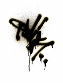 istock Spray paint black grafitti dripping down 171207128