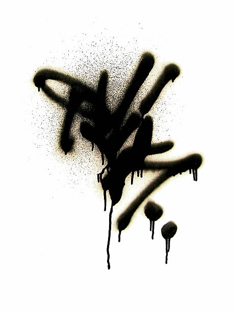 Spray paint black grafitti dripping down "A graffiti tag, with spray marks and drips. A useful layer for those gritty, urban collages." vandalism stock pictures, royalty-free photos & images