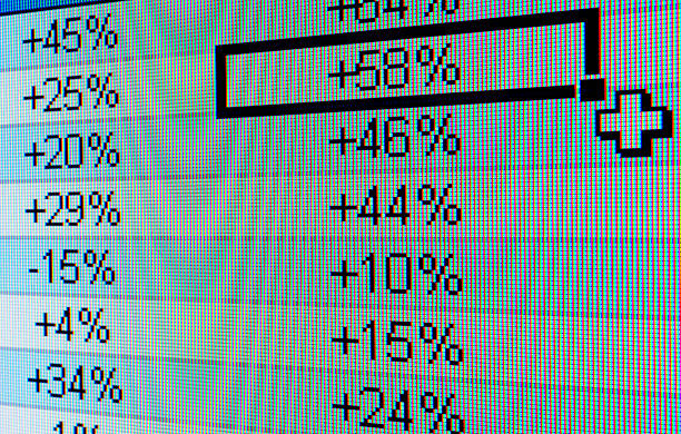 Spreadsheet on a computer screen stock photo