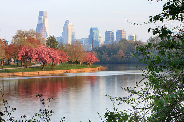 Spring at Schuykill river stock photo