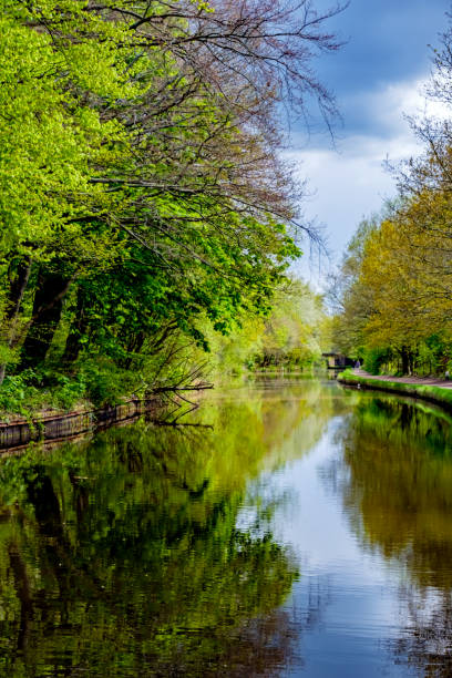 Springtime Canal side Scene in the UK stock photo