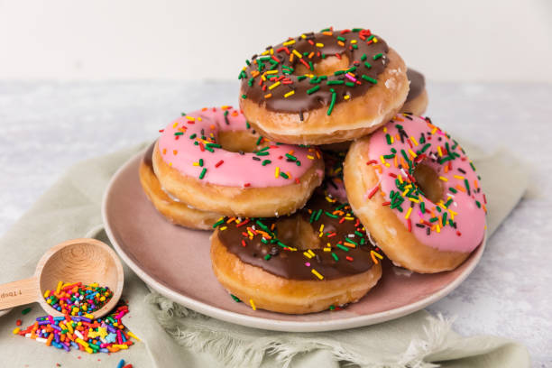 Sprinkle Donuts on a plate stock photo