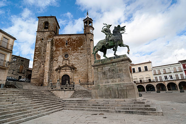 Square of Trujillo, Unesco site, Spain stock photo