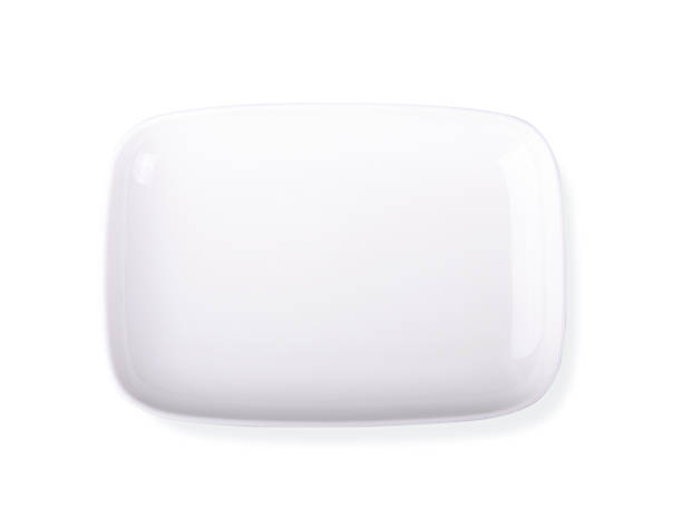 square plate ,top view on white background stock photo