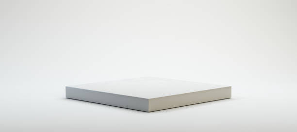 square white pedestal isolated on white background - 3d illustration stock photo