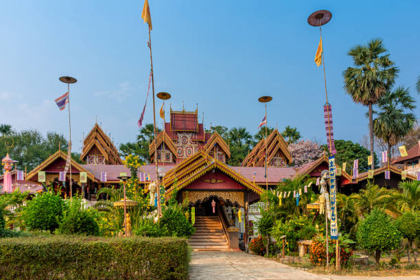 Sri Rong Muang temple is Buddhist temple in Lampang province of Thailand stock photo