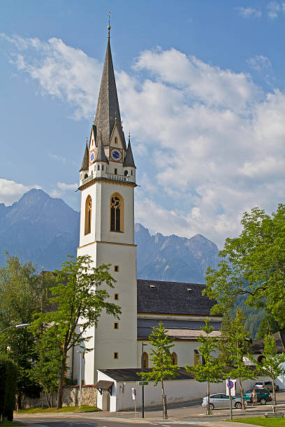 St. Andrae in Lienz The parish church of East Tyrol's capital Lienz osttirol stock pictures, royalty-free photos & images