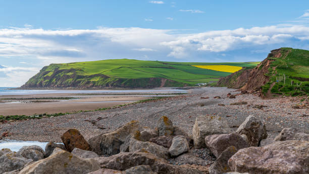 St Bees, Cumbria, England The beach and cliffs in St Bees near Whitehaven, Cumbria, England, UK cumbria stock pictures, royalty-free photos & images