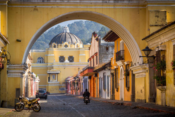 St Catarina arc in Antigua Guatemala. stock photo