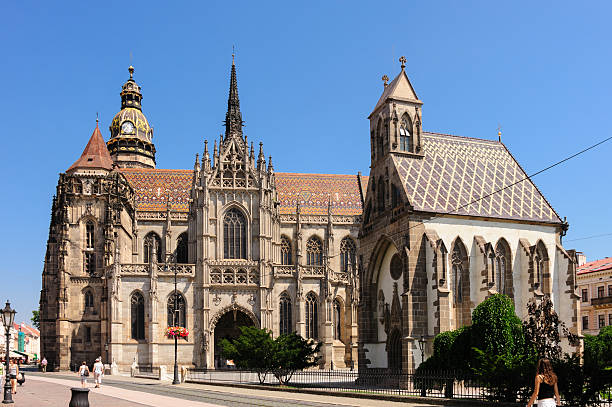 St. Elisabeth cathedral and St. Michael chapel stock photo