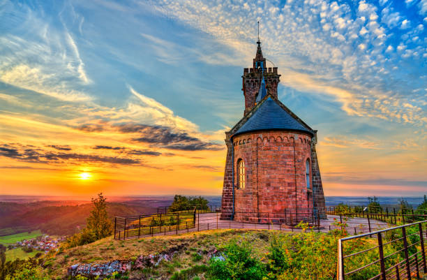 St. Leon Chapel atop Dabo Rock in Moselle, France St. Leon Chapel on top of Dabo Rock in the Vosges Mountains - Moselle, France lorraine stock pictures, royalty-free photos & images