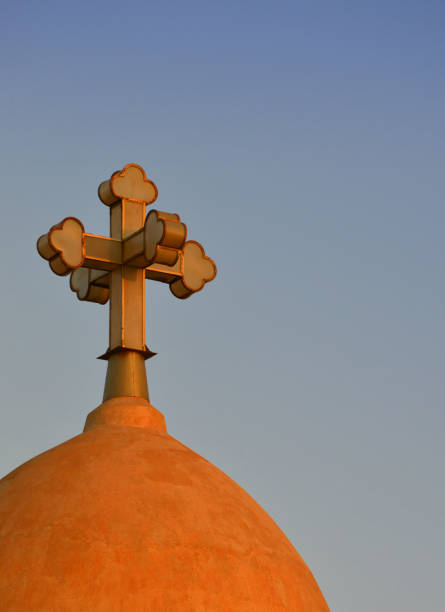 St Mary's Coptic Orthodox Church Khartoum - dome and cross, Khartoum, Sudan Khartoum, Sudan: St Mary's Coptic Orthodox Church Khartoum with its imposing bell towers - built in 1905 coptic stock pictures, royalty-free photos & images