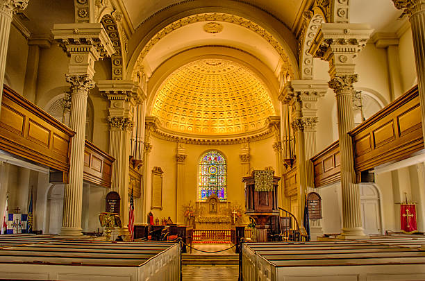 St. Philip's Episcopal Church interior Charleston SC stock photo