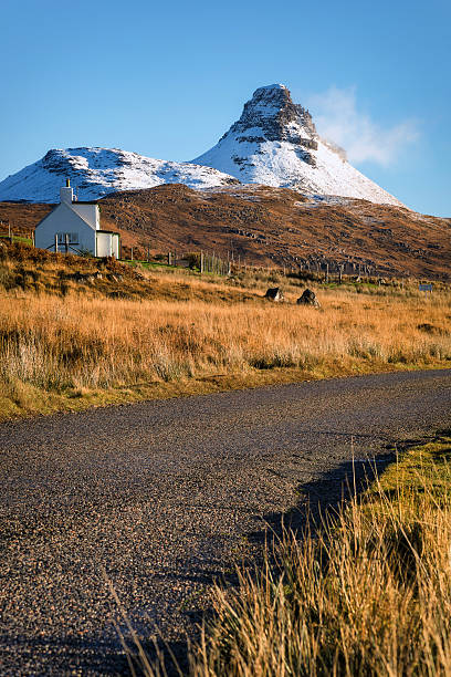 Stac Pollaidh covered in snow stock photo