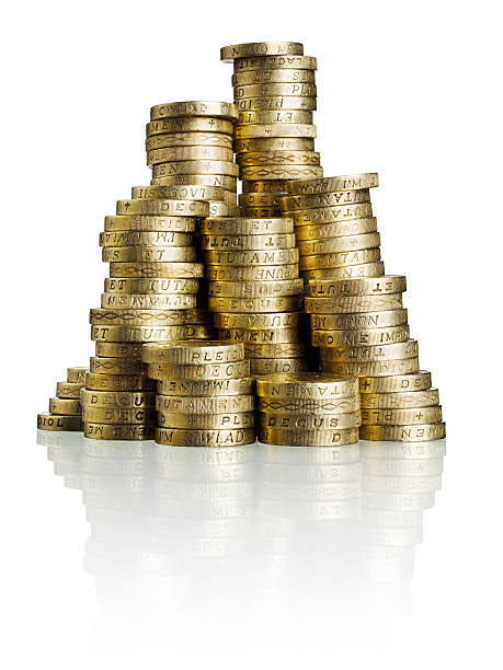 Stack of GBP Coins stock photo