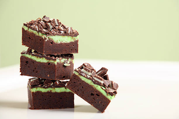 Stack Of Mint Chocolate Fudge Brownies XXXL.  Stack of yummy mint chocolate fudge brownies. gchutka stock pictures, royalty-free photos & images