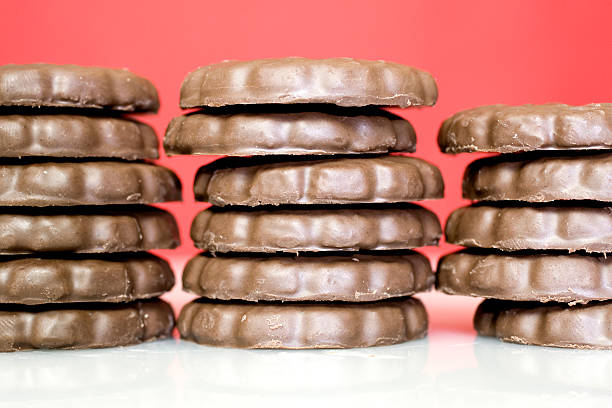 Stack of Mint cookies stock photo