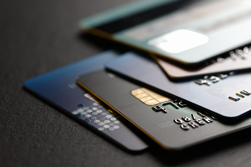 Stacked Credit Cards Stock Photo - Download Image Now - iStock