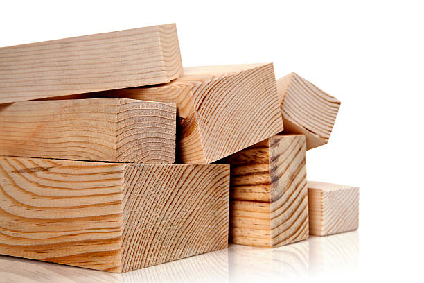 Stacked lumber stock photo