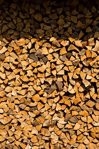 Stacked wooden logs. stock photo