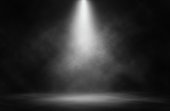 istock Stage white smoke spotlight background. 904008250