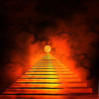 Staircase Leading To Heaven Or Hell Light At End Tunnel Stock Photo Download Image Now Istock