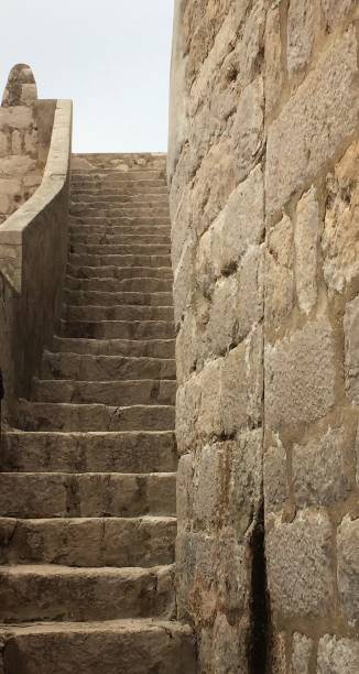 Stairway on wall in Old Town Dubrovnik stock photo