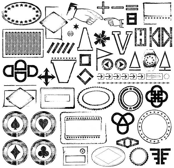 Stamped Symbol and Postmark Design Set stock photo