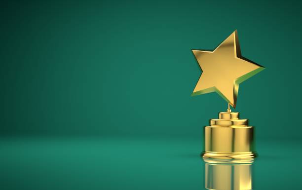 Star award green background Star award against gradient background fame stock pictures, royalty-free photos & images
