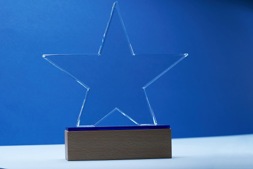 star trophy on blue background