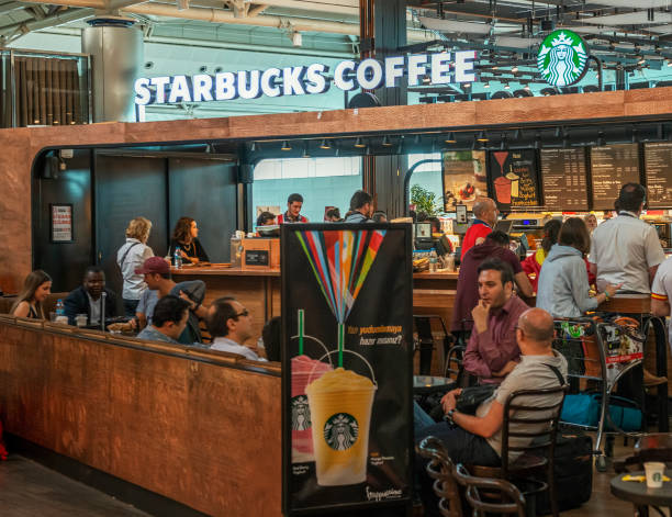 Starbucks coffee at  Sabiha Gokcen Airport, Istanbul stock photo
