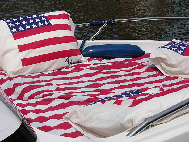 Stars and Stripes boat stock photo