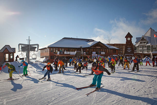 Start of a ski race at Schwietzer Resort in Idaho stock photo