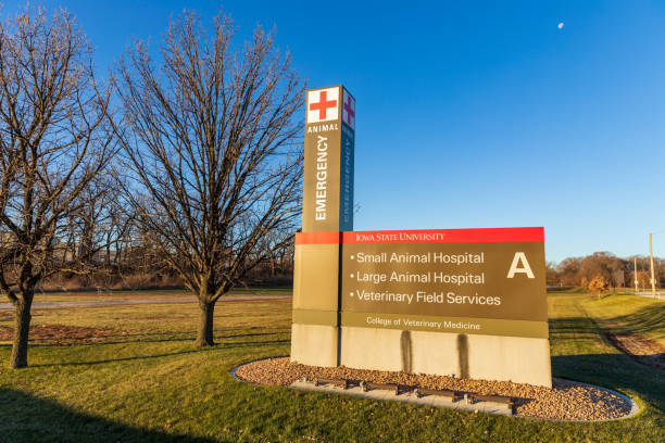 State University College of Veterinary Medicine Animal Emergency Entrance Ames, IA, USA - December 4, 2020: Iowa State University College of Veterinary Medicine Animal Emergency Entrance iowa state university stock pictures, royalty-free photos & images