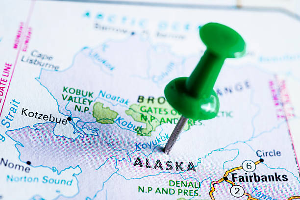 USA states on map: Alaska USA states on map: Alaska alaska us state stock pictures, royalty-free photos & images