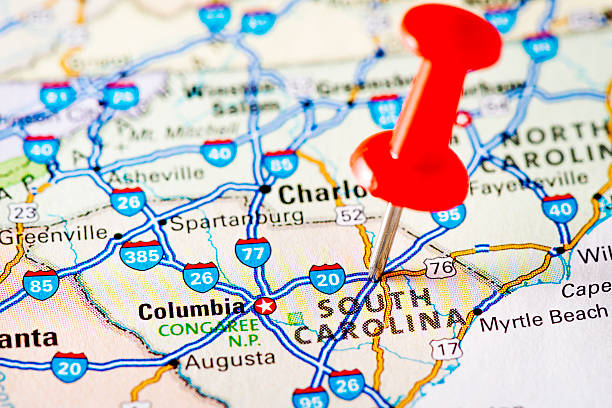 USA states on map: South Carolina stock photo