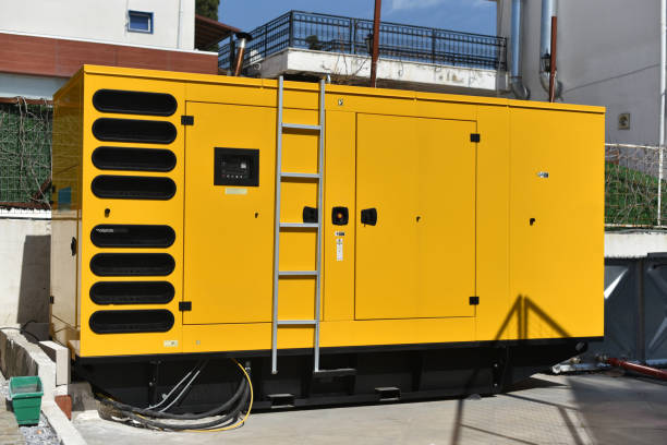 stationary diesel electric generator stock photo