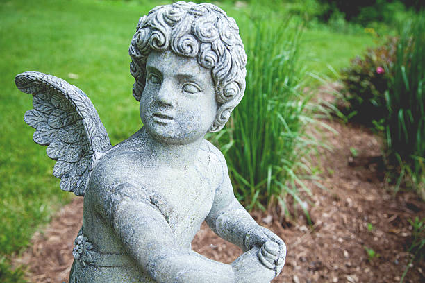 Statue of Angel in Garden stock photo