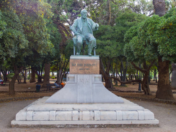 Statue of famous Niko Dubokovic in Jelsa stock photo