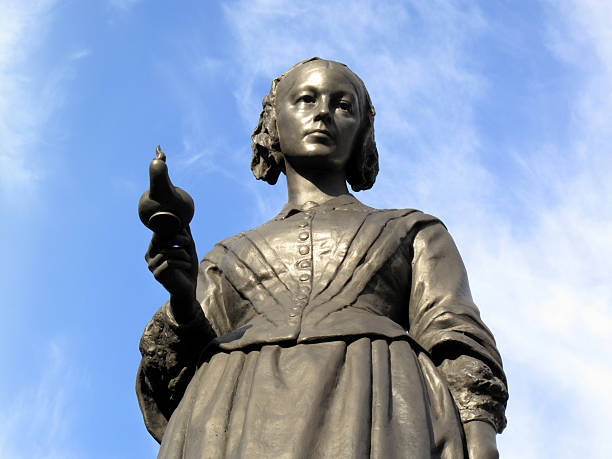 Statue of Florence Nightingale against the blue sky stock photo