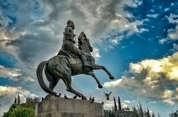 Statue of greek hero Karaiskakis,located opposite panathinaic stadium,Athens stock photo