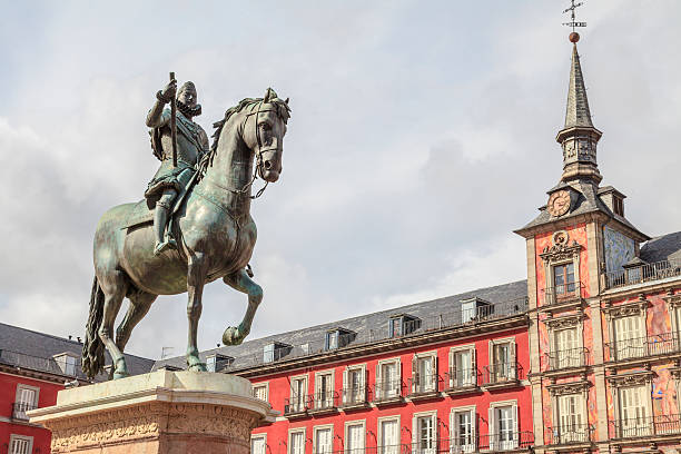 statue of King Philip III in Plaza Mayor stock photo