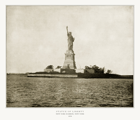Antique American Photograph: Statue of Liberty, New York Harbor, New York, United States, 1893: Original edition from my own archives. Copyright has expired on this artwork. Digitally restored.